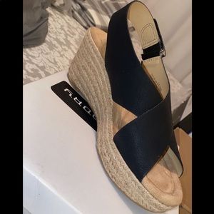 Black platforms with slight heel